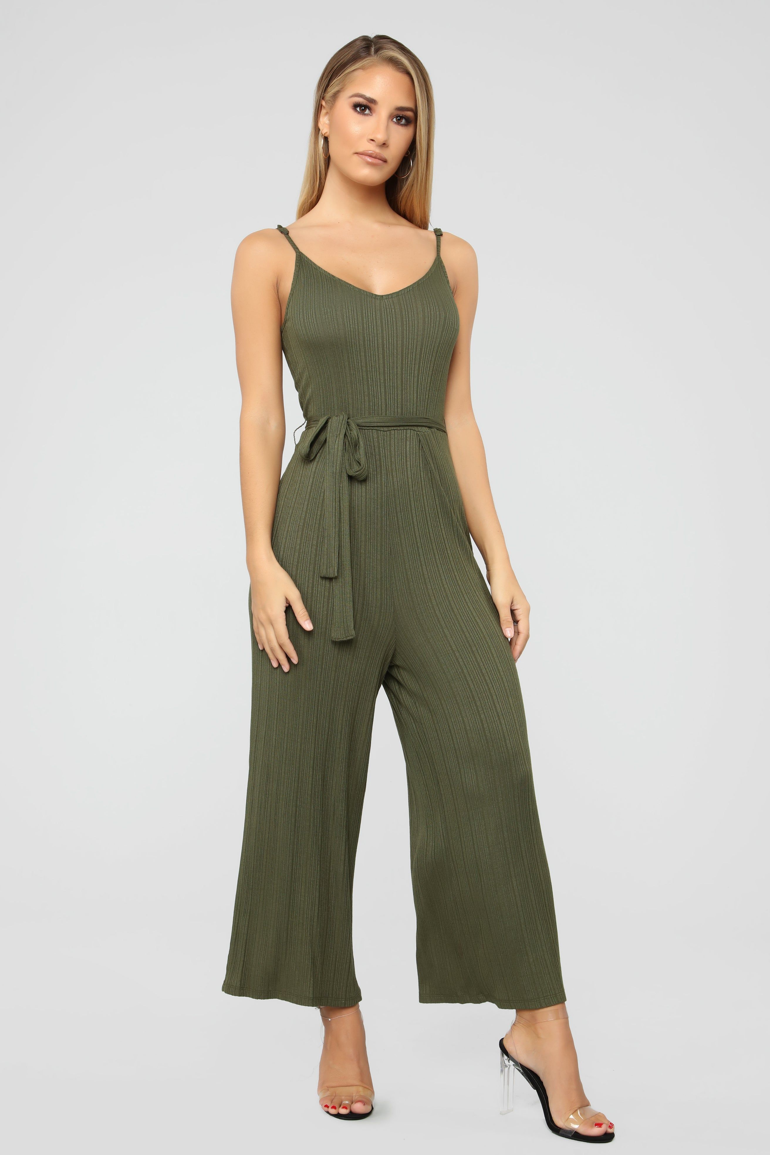 Amsterdam Ribbed Jumpsuit - Olive sold by Fashion Nova