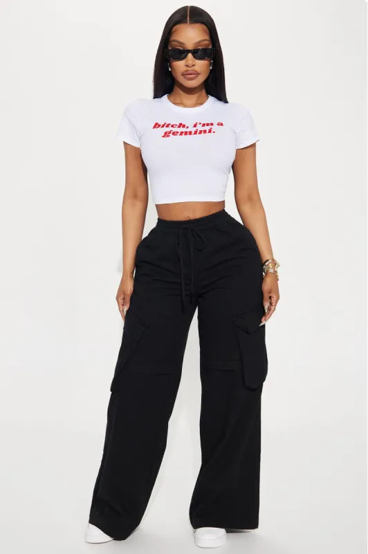 Nice For What Cargo Wide Leg Pant - Black sold by Fashion Nova
