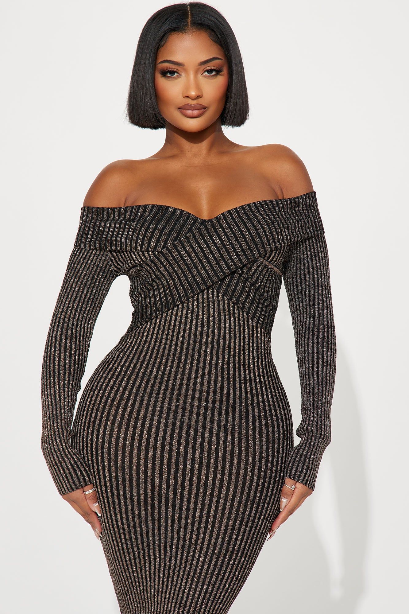 Mackenzie Sweater Maxi Dress - Brown Combo sold by Fashion Nova product image thumbnail 2
