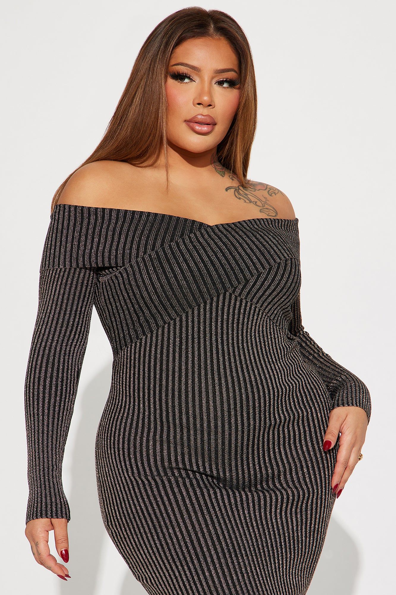 Mackenzie Sweater Maxi Dress - Brown Combo sold by Fashion Nova product image thumbnail 5