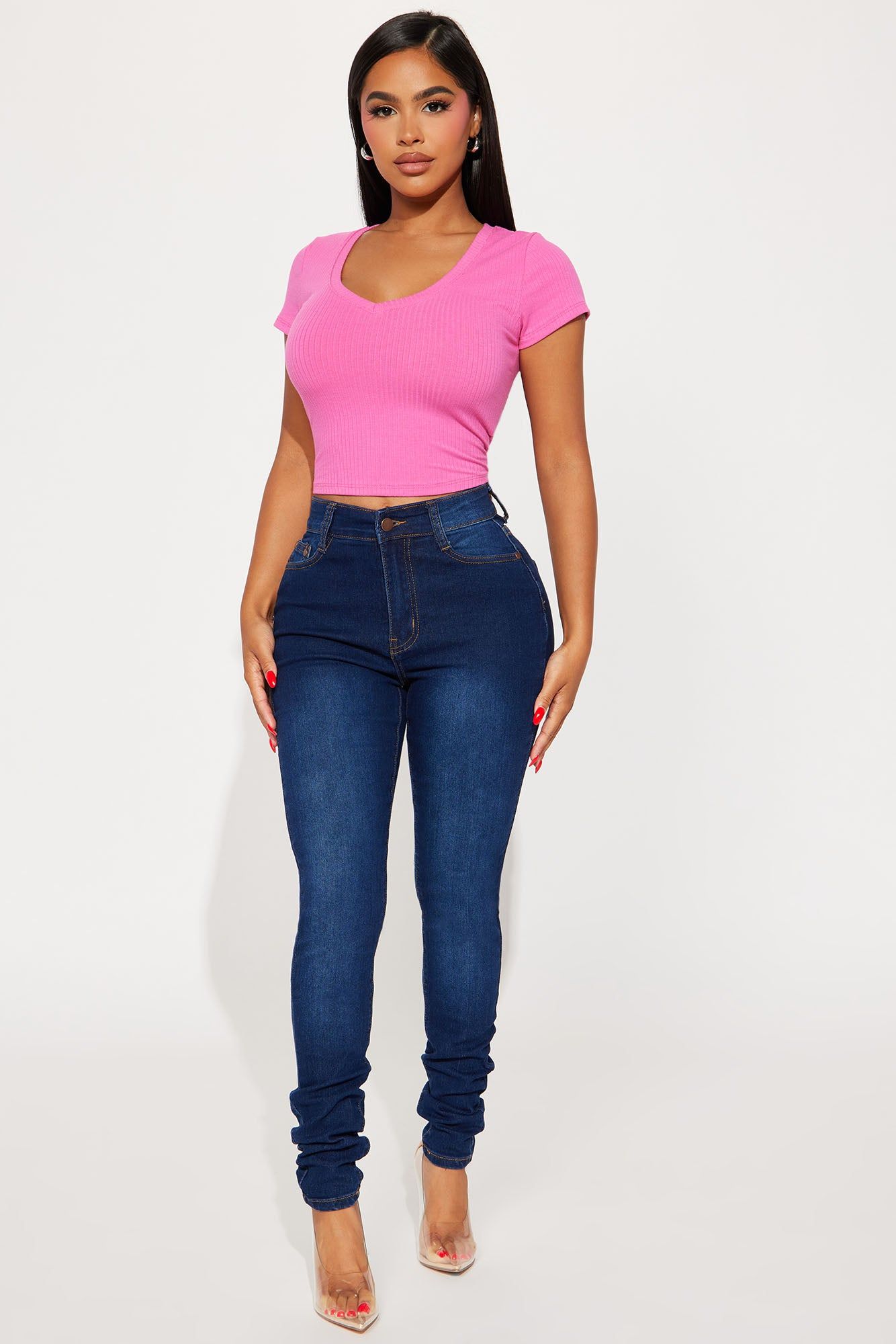 Sade Ribbed Crew Neck Top - Fuchsia sold by Fashion Nova product image thumbnail 2