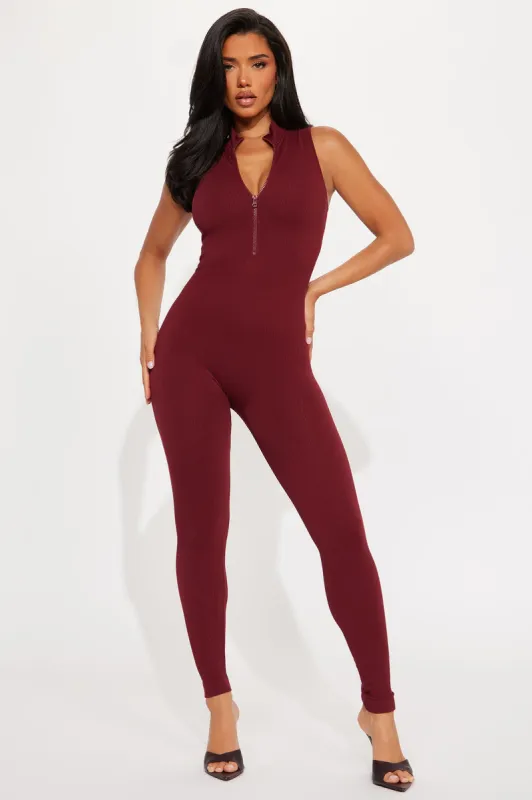Johanna Seamless Jumpsuit - Burgundy sold by Fashion Nova