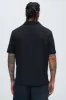 Ethel Textured Knit Johnny Collar Shirt - Black sold by Fashion Nova