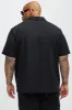 Ethel Textured Knit Johnny Collar Shirt - Black sold by Fashion Nova
