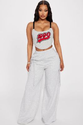 Got A Lot Of Baggage Sweatpants - Heather Grey sold by Fashion Nova