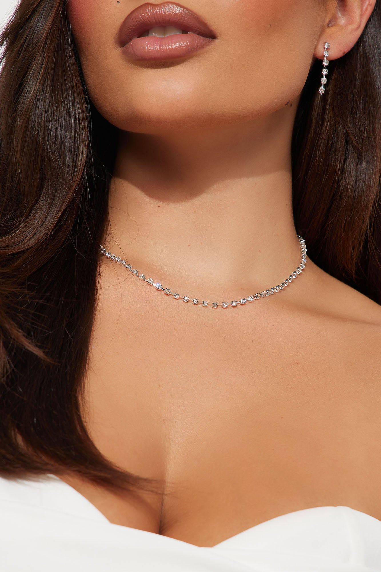 Classy Dame Necklace And Earring Set - Silver sold by Fashion Nova