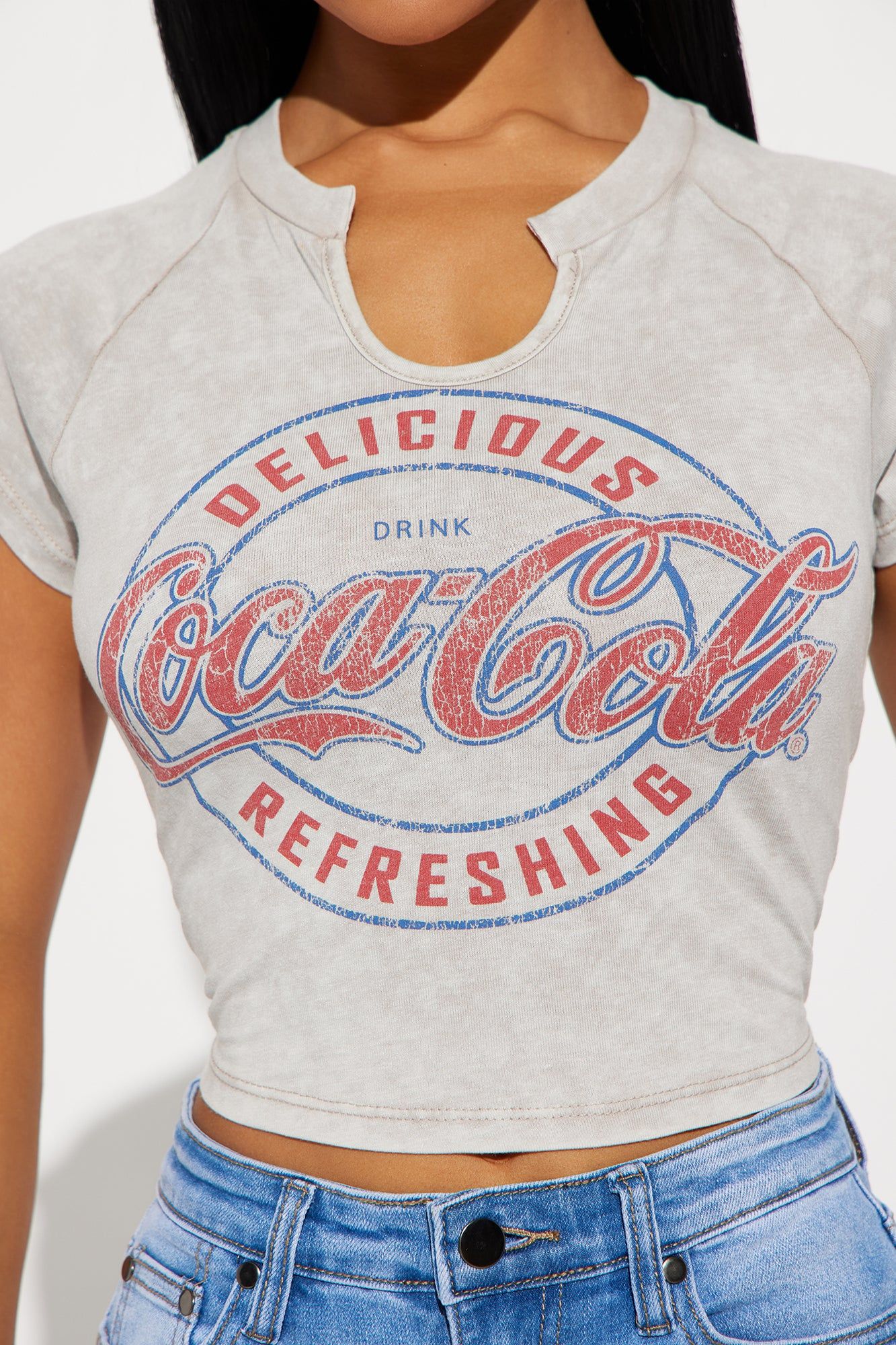 Coca Cola Washed Crop Top - Grey/combo sold by Fashion Nova product image thumbnail 3