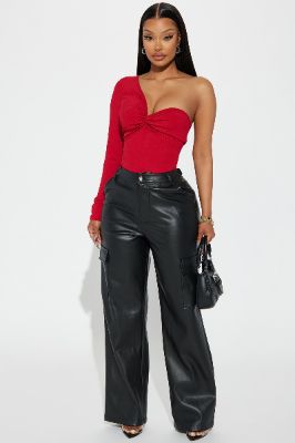 Zora Faux Leather Cargo Pant - Black sold by Fashion Nova