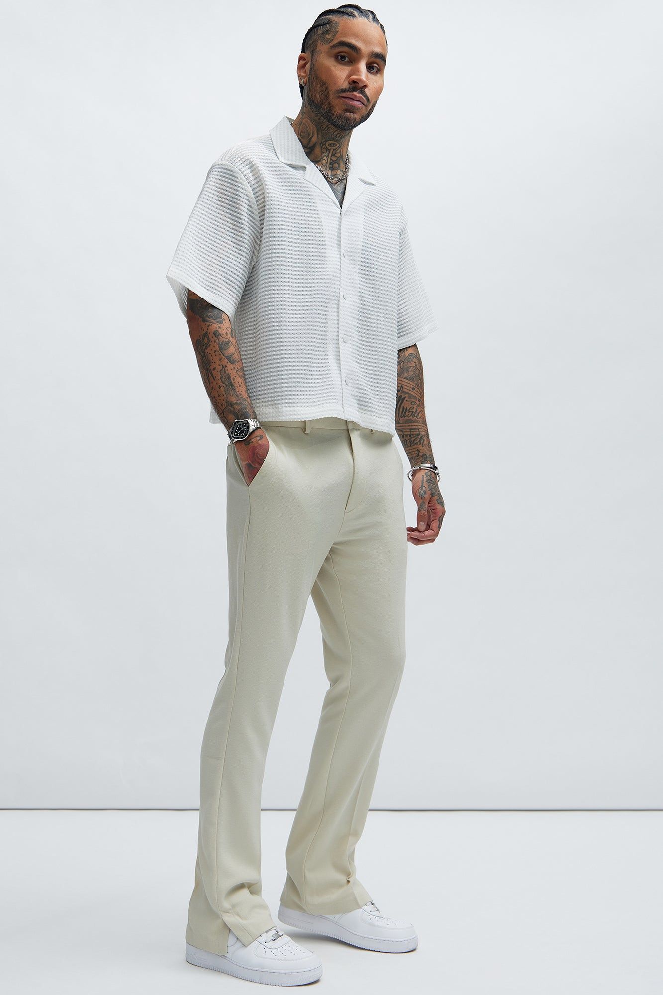 Michael Textured Cropped Shirt - White sold by Fashion Nova product image thumbnail 2