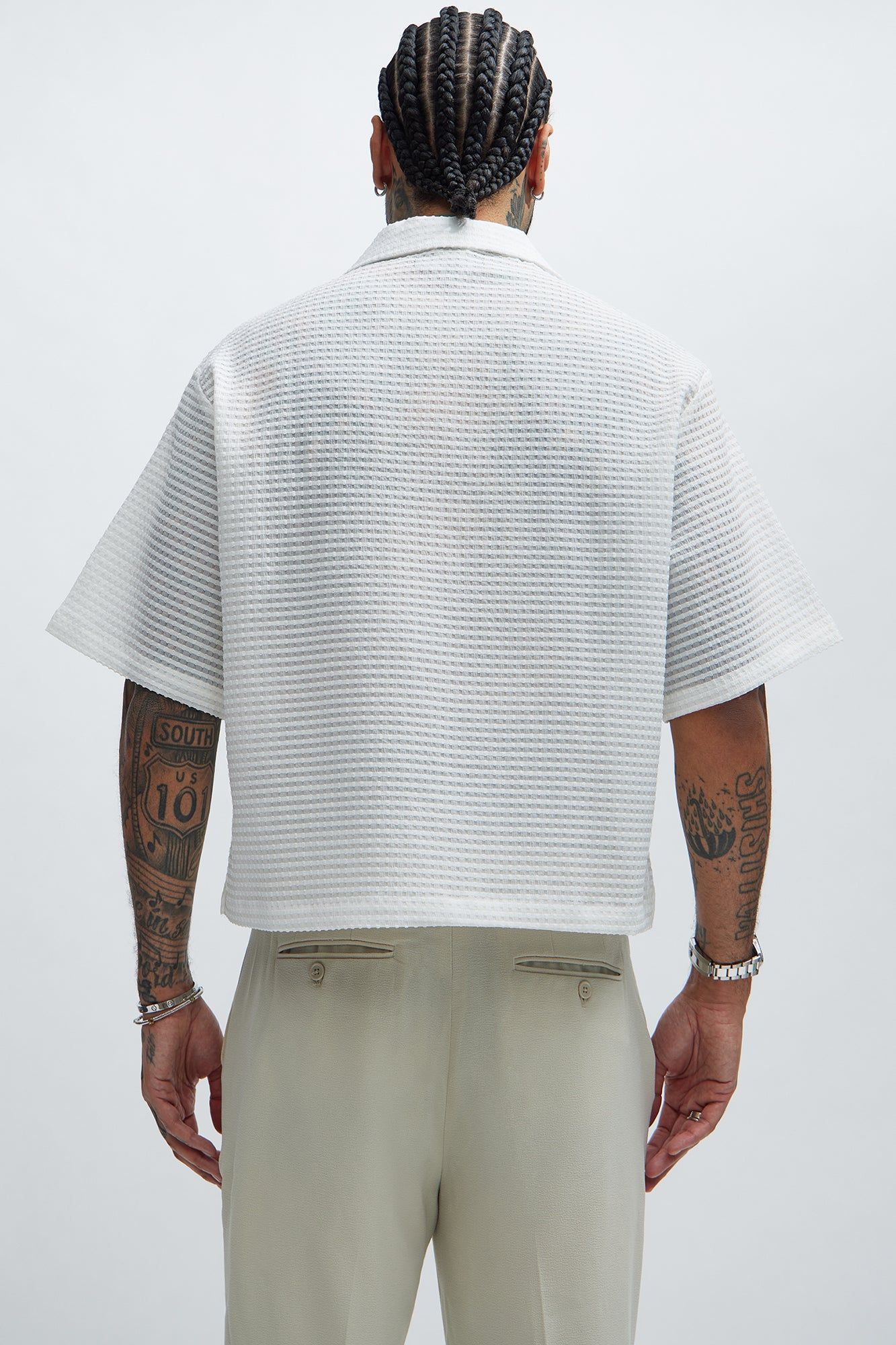 Michael Textured Cropped Shirt - White sold by Fashion Nova product image thumbnail 4