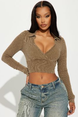 Phoebe Washed Top - Mocha sold by Fashion Nova