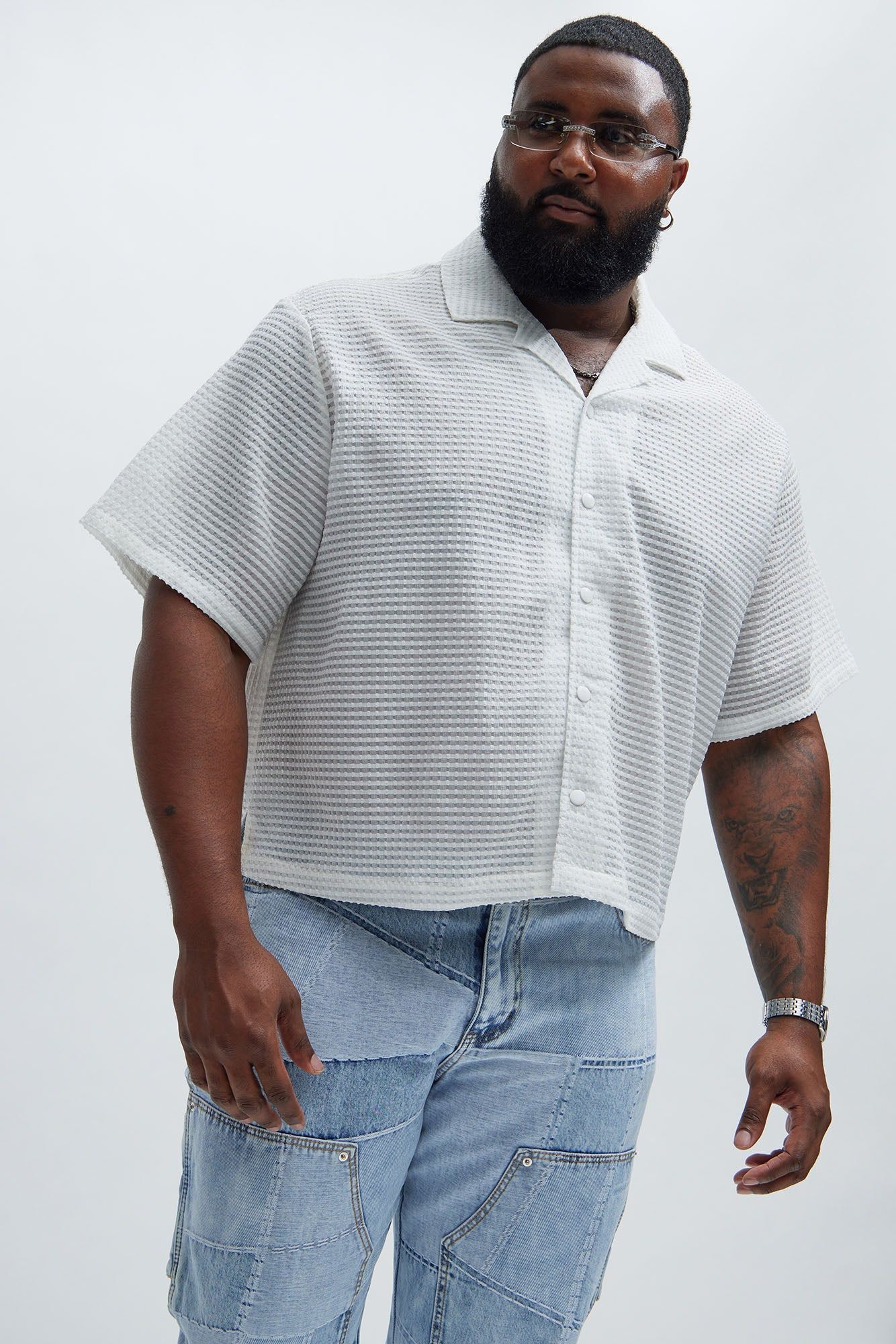Michael Textured Cropped Shirt - White sold by Fashion Nova product image thumbnail 5