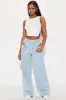She's An Icon Cut Out Wide Leg Jeans - Light Wash sold by Fashion Nova