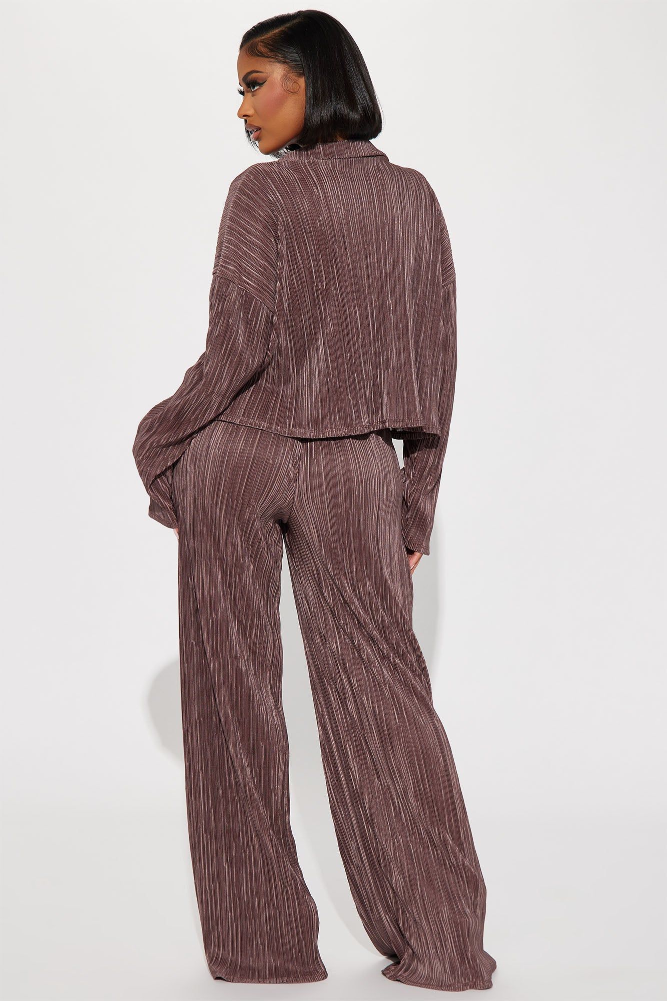 Kenzy Plisse Pant Set - Mocha sold by Fashion Nova product image thumbnail 3
