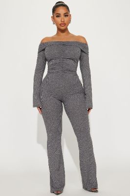 Ready To Slay Jumpsuit - Charcoal sold by Fashion Nova