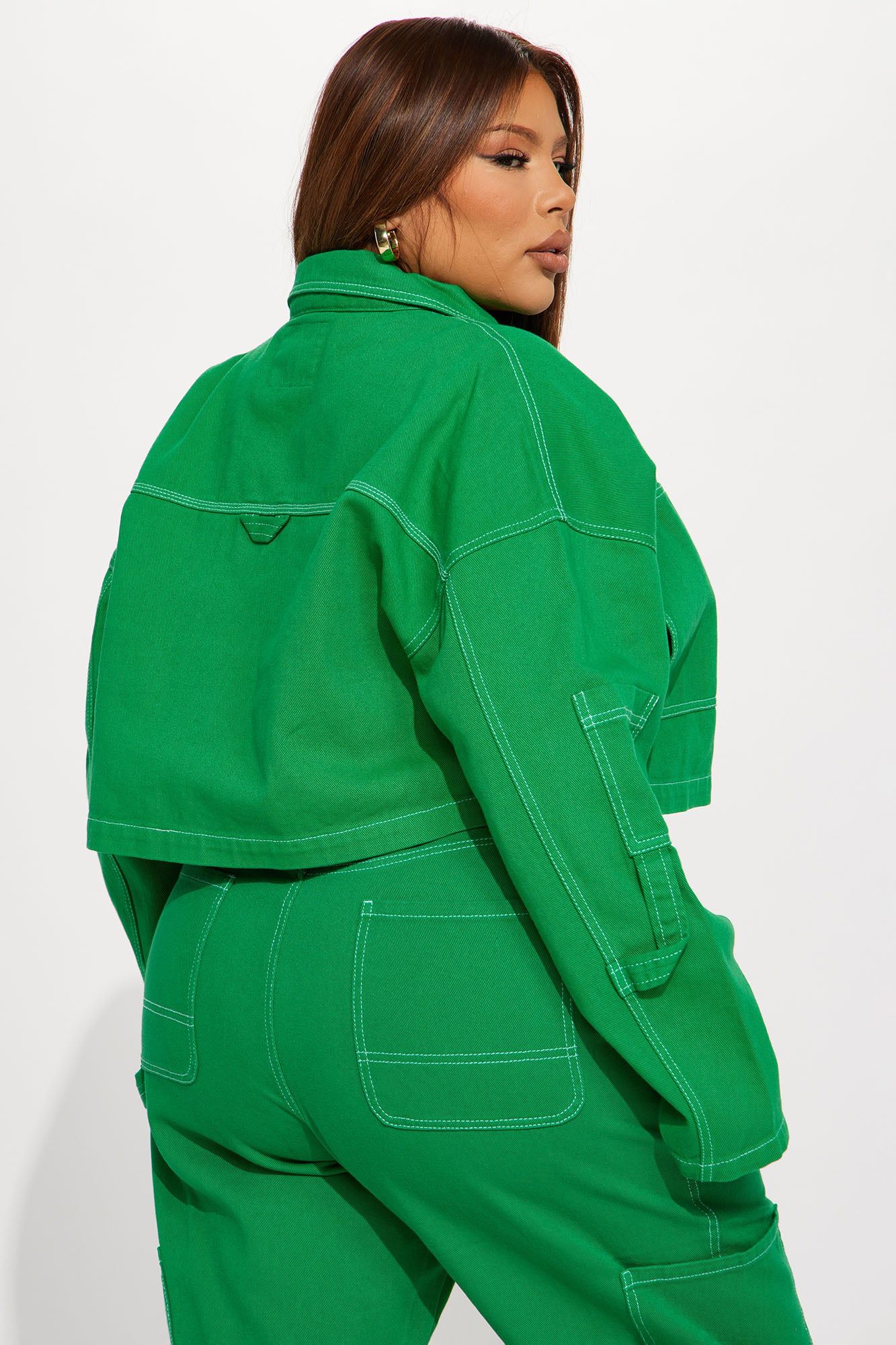 Take A Risk Denim Trucker Jacket - Green sold by Fashion Nova product image thumbnail 6