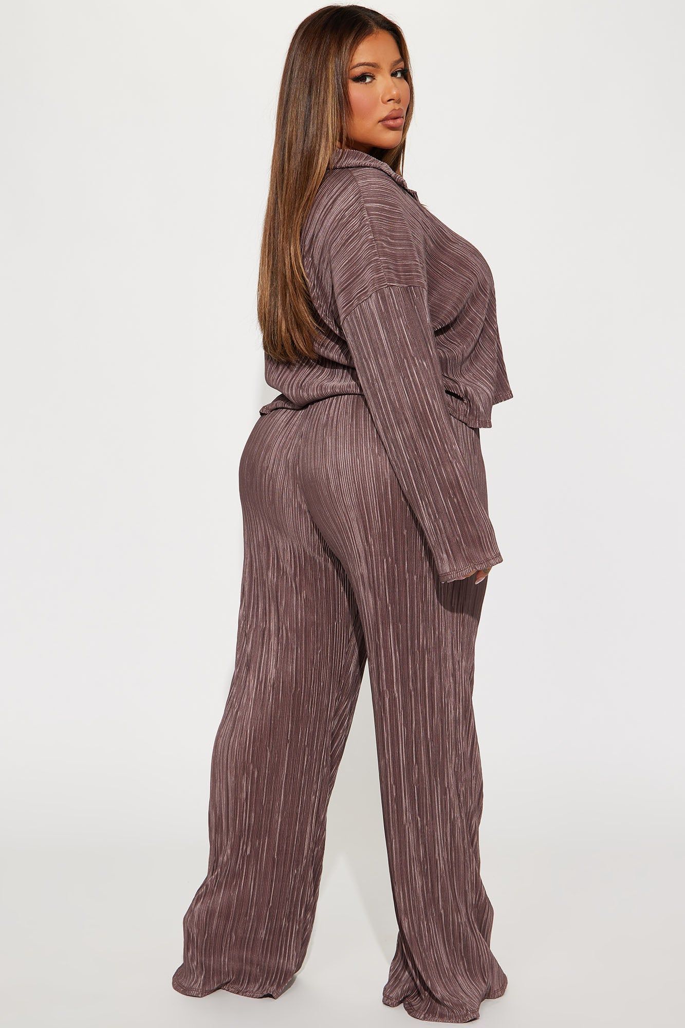 Kenzy Plisse Pant Set - Mocha sold by Fashion Nova product image thumbnail 6