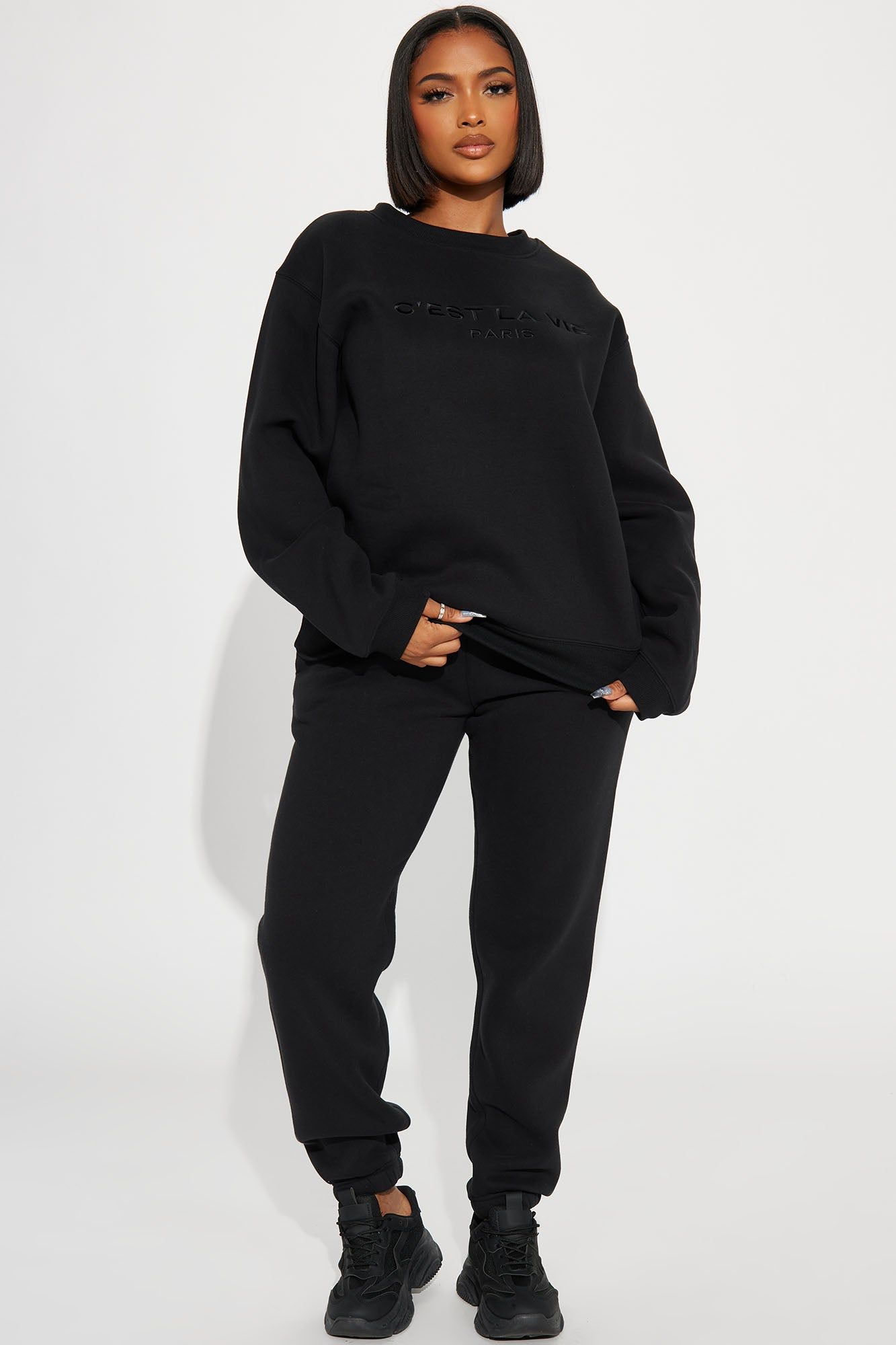 C’est La Vie Sweatpant Set - Black sold by Fashion Nova