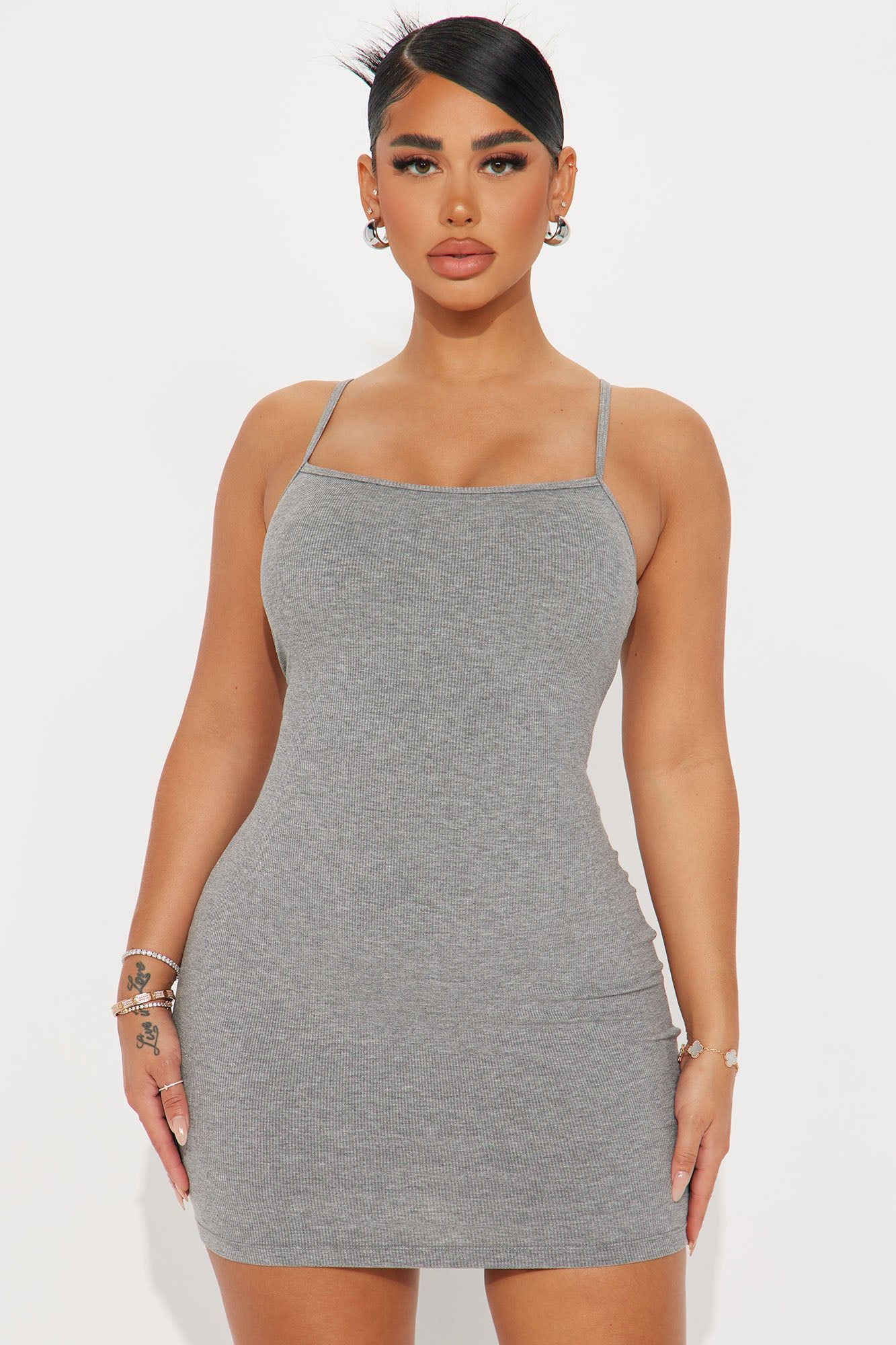 Avery Shapewear Mini Dress - Heather Grey sold by Fashion Nova