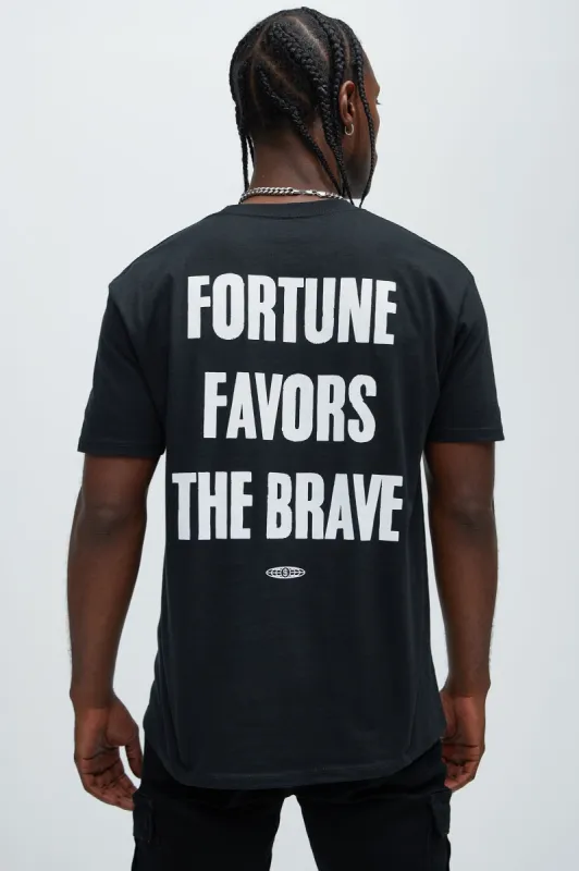 Fortune Favors The Brave Short Sleeve Tee - Black sold by Fashion Nova