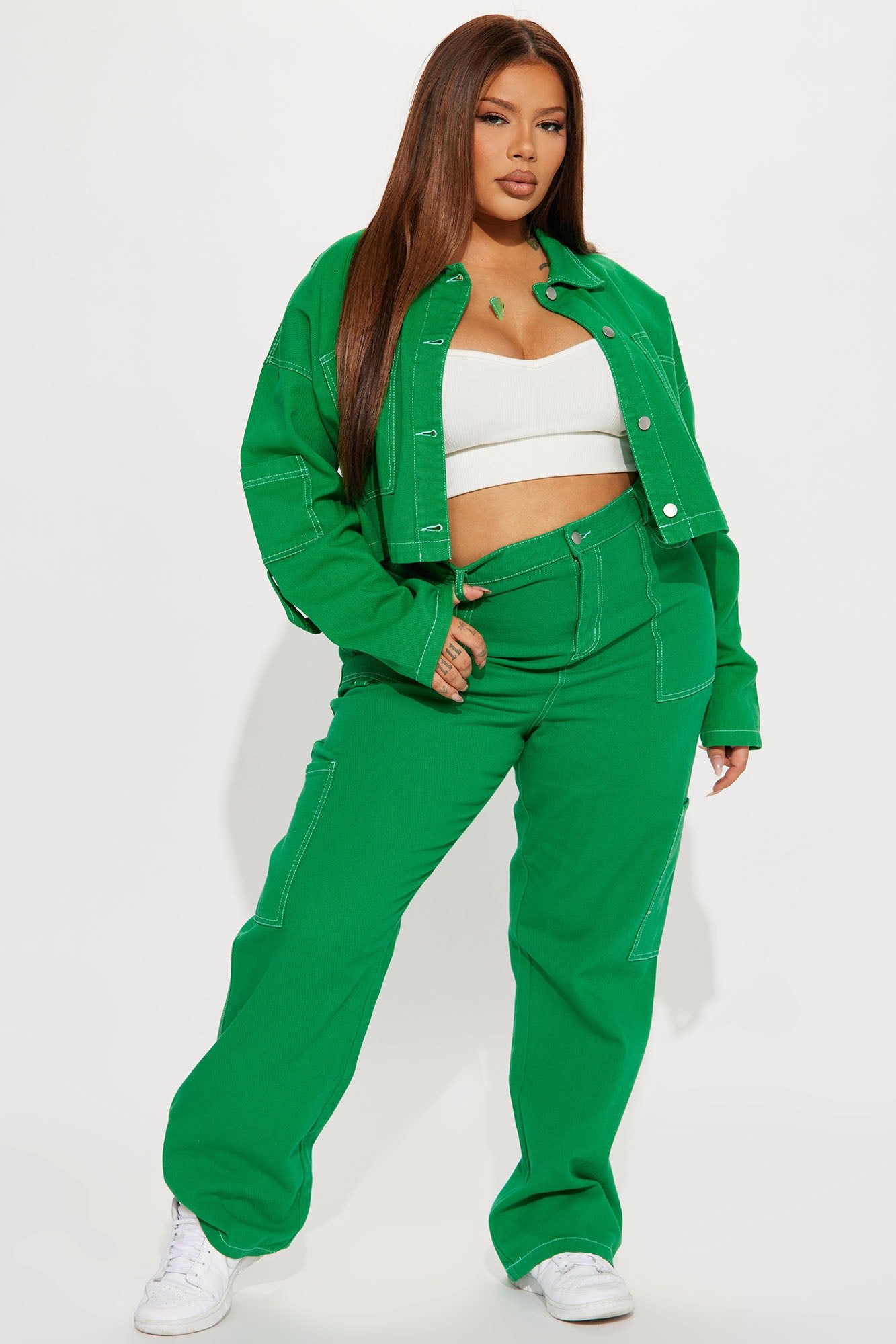 Take A Risk Denim Trucker Jacket - Green sold by Fashion Nova product image thumbnail 5