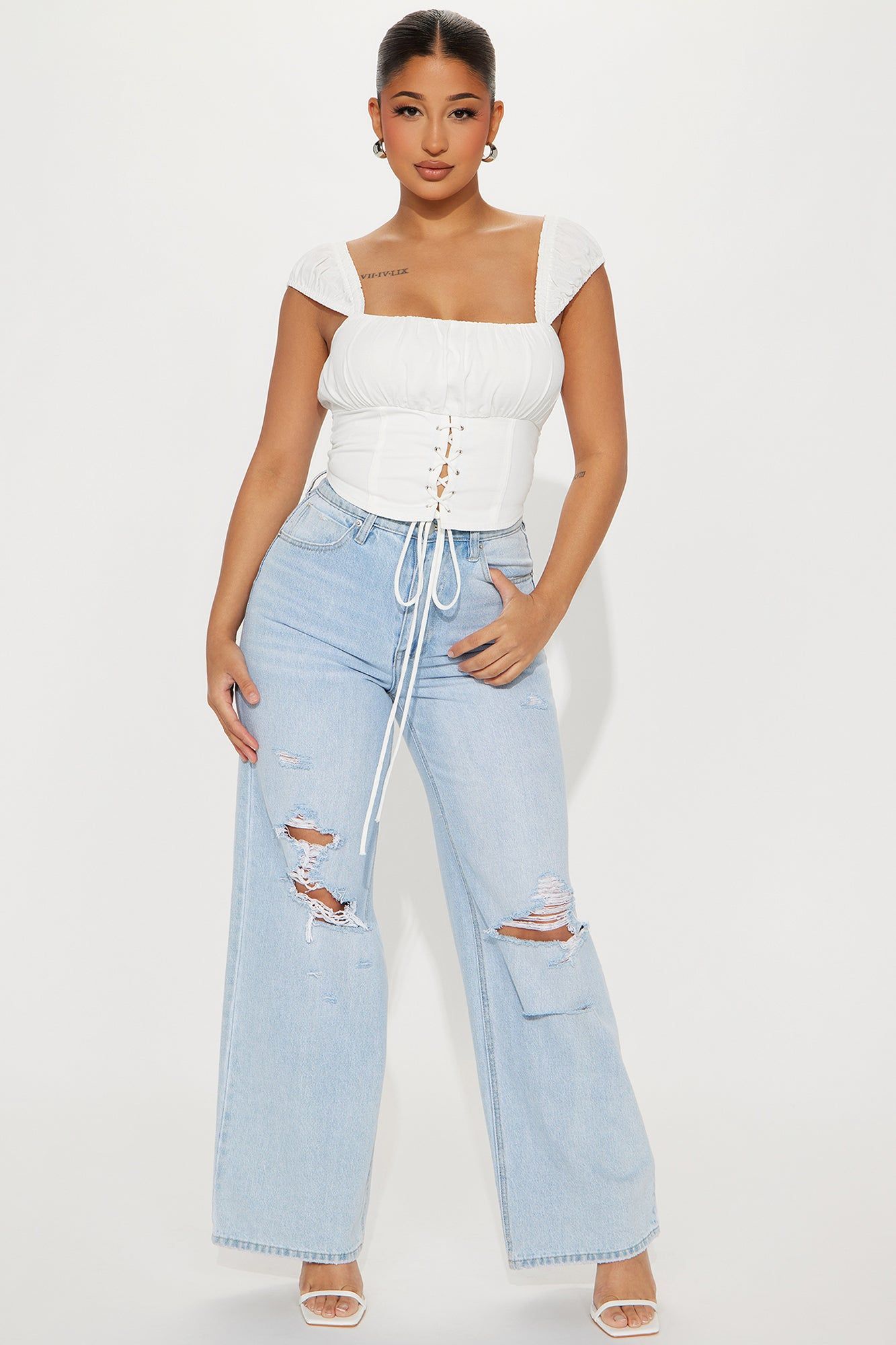 In Between Us Linen Corset Top - White sold by Fashion Nova product image thumbnail 2