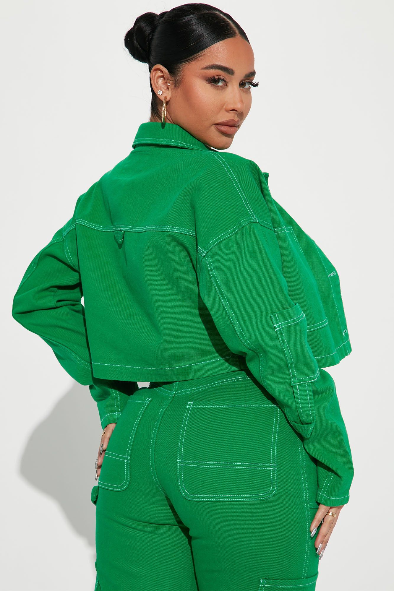 Take A Risk Denim Trucker Jacket - Green sold by Fashion Nova product image thumbnail 3