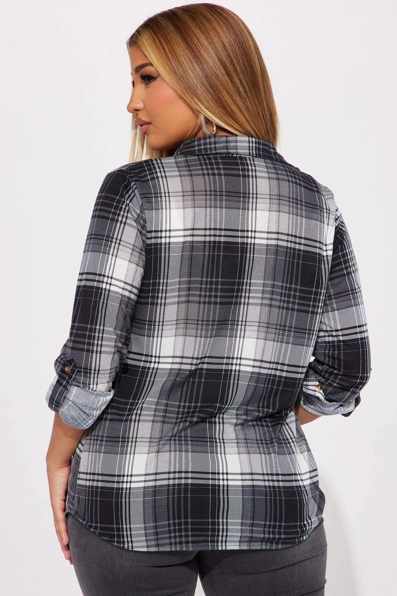 In With The New Plaid Shirt - Black/White sold by Fashion Nova product image thumbnail 3