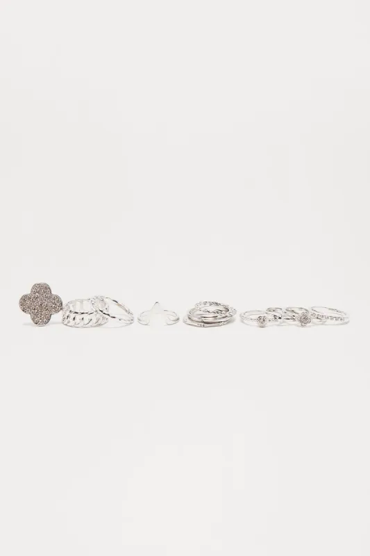 Hometown Honey 12 Piece Ring Set - Silver sold by Fashion Nova