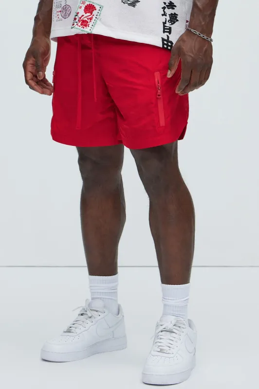 Miles Zip Up Lounge Shorts - Red sold by Fashion Nova