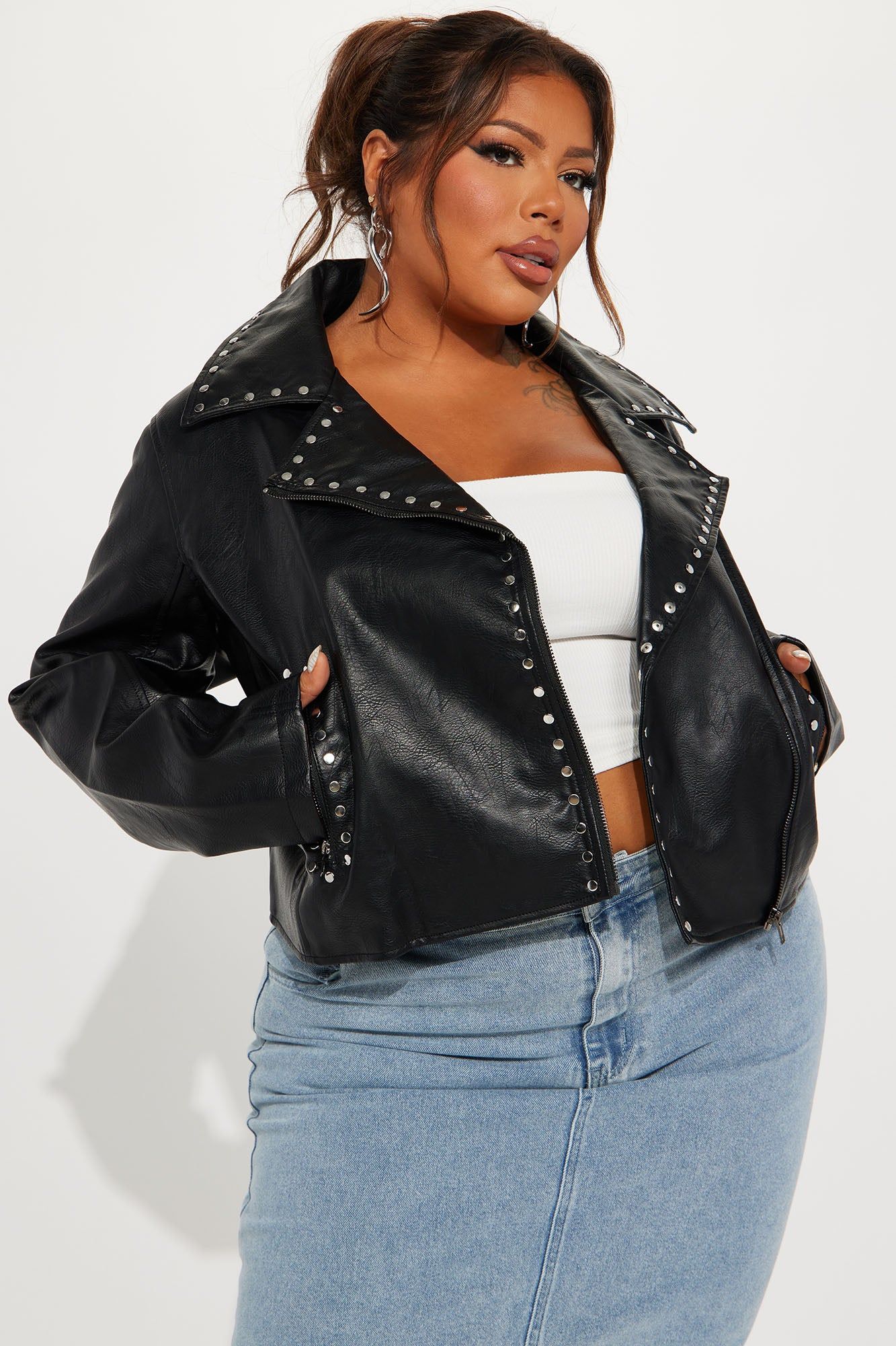 Christina Studded Moto Jacket - Black sold by Fashion Nova product image thumbnail 4