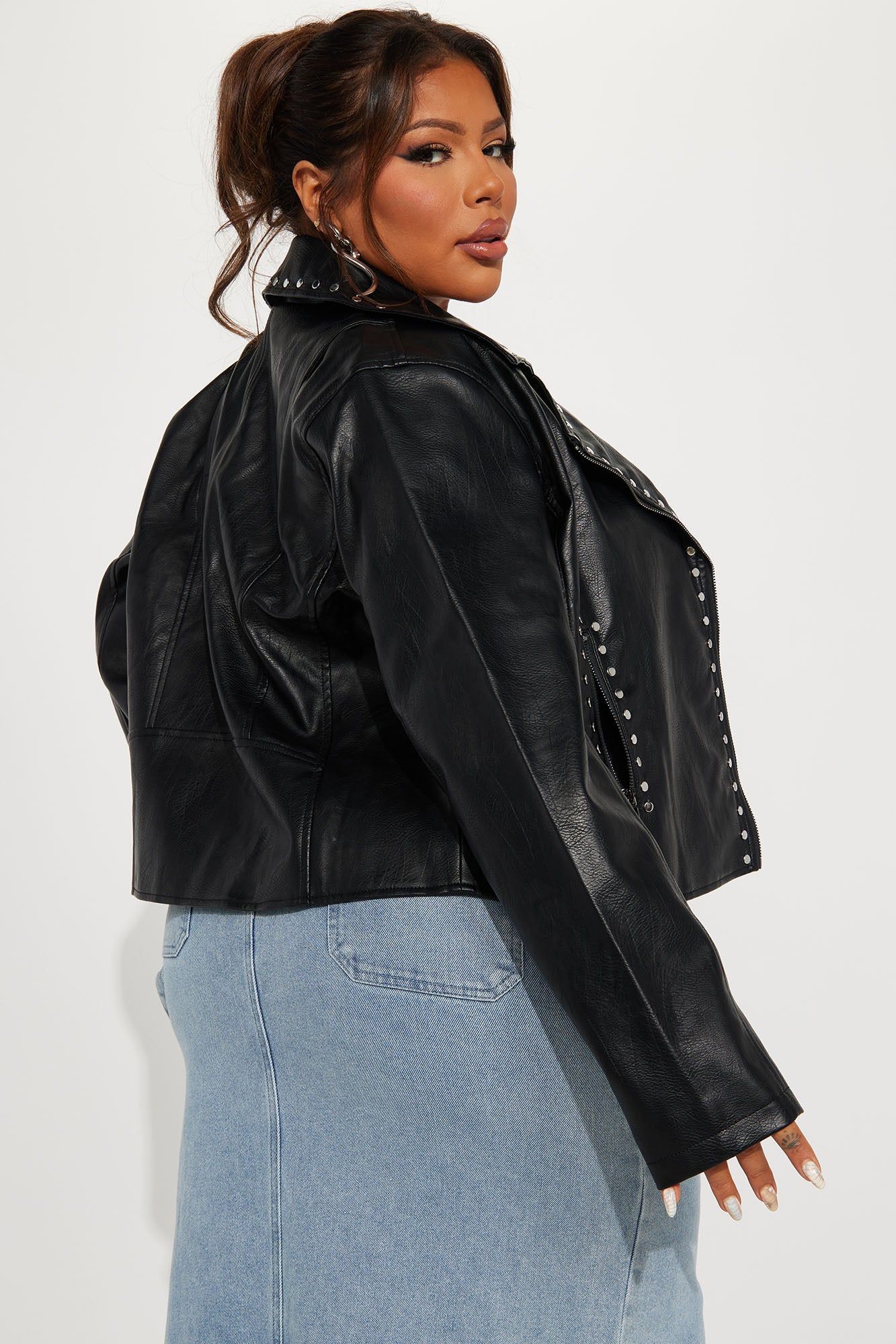 Christina Studded Moto Jacket - Black sold by Fashion Nova product image thumbnail 6