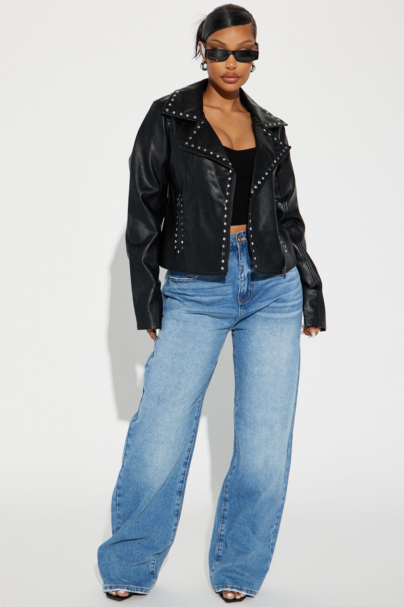 Christina Studded Moto Jacket - Black sold by Fashion Nova product image thumbnail 2