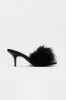 Fluffy Feather Kitten Heels - Black sold by Fashion Nova