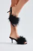 Fluffy Feather Kitten Heels - Black sold by Fashion Nova