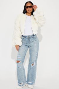Fall For You Faux Fur Jacket - Ivory sold by Fashion Nova
