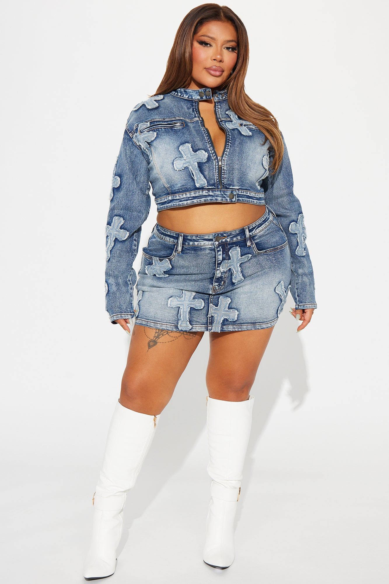 Cross Your Mind Denim Mini Skirt - Medium Wash sold by Fashion Nova product image thumbnail 4
