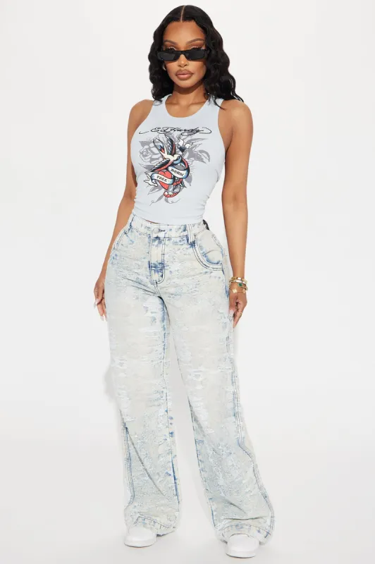 Can't Hide It Baggy Jeans - Light Wash sold by Fashion Nova