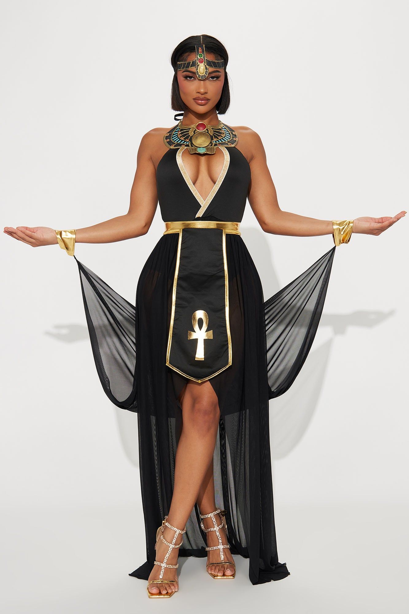 Jewel Of The Nile Egyptian Goddess 3 Piece Costume Set - Black/Gold sold by Fashion Nova