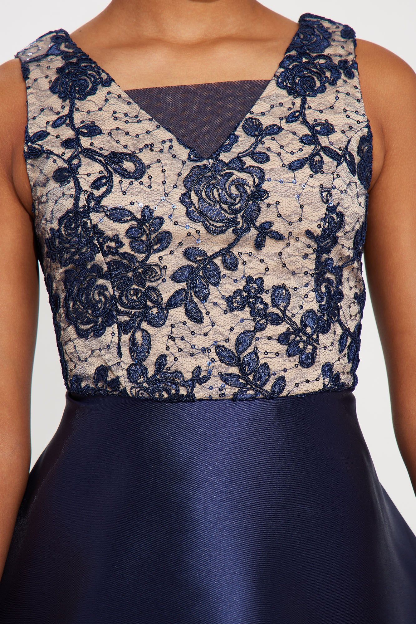 Mini Tea Party Lace With Sequins Mini Dress - Navy sold by Fashion Nova product image thumbnail 3