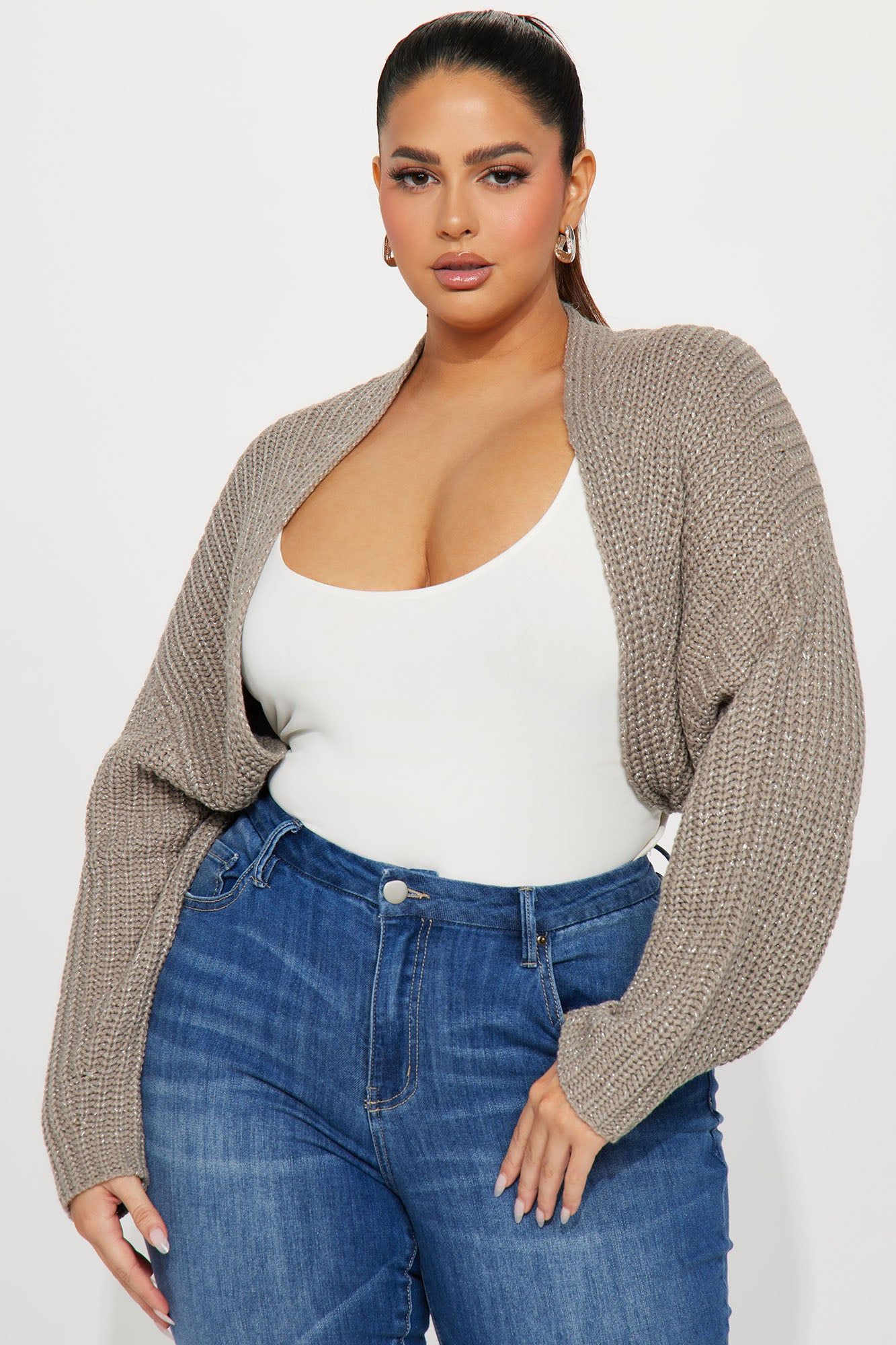 Cool Girl Mood Bolero Sweater - Taupe sold by Fashion Nova product image thumbnail 4