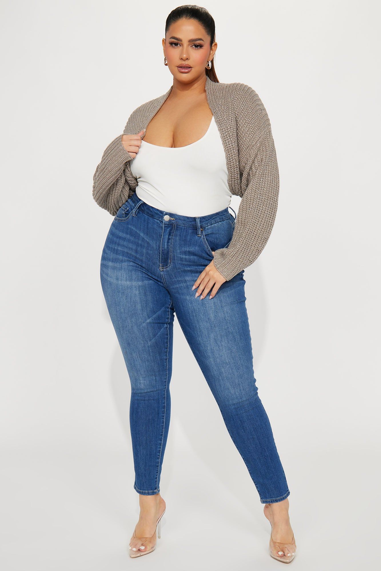 Cool Girl Mood Bolero Sweater - Taupe sold by Fashion Nova product image thumbnail 5