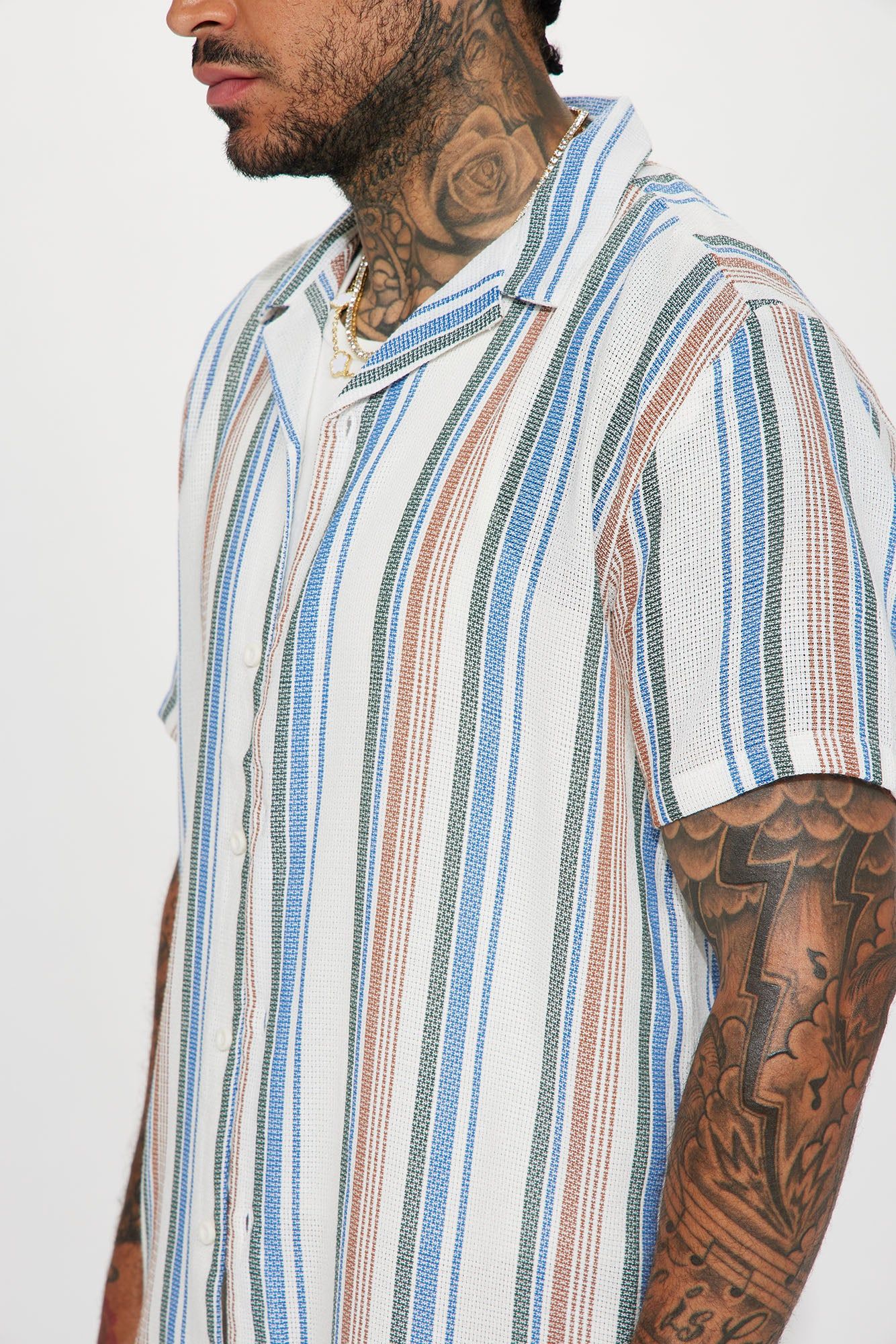 On Vacation Button Up Shirt - Blue/combo sold by Fashion Nova product image thumbnail 3