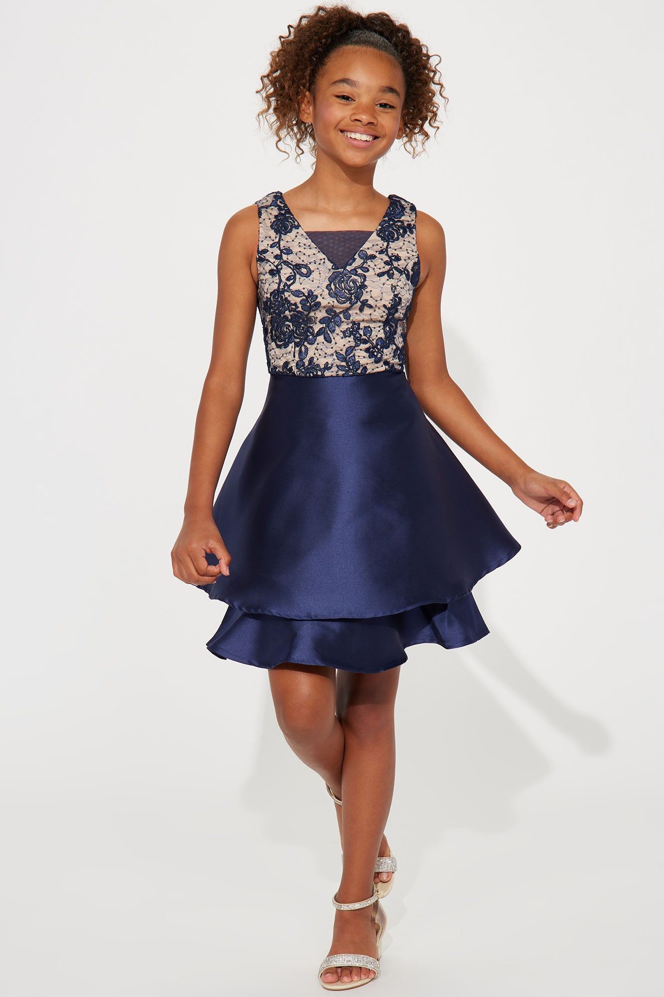 Mini Tea Party Lace With Sequins Mini Dress - Navy sold by Fashion Nova product image thumbnail 2