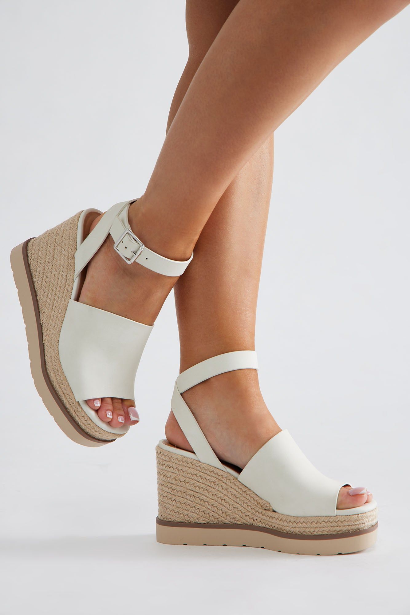 Just Being Me Wedges - Off White sold by Fashion Nova