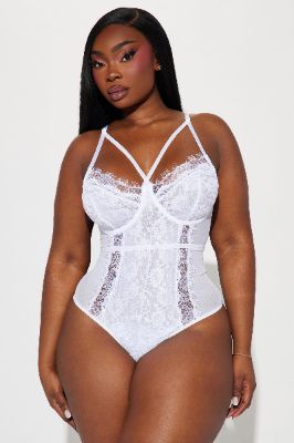 Let's Have Some Fun Lace Teddy - White sold by Fashion Nova