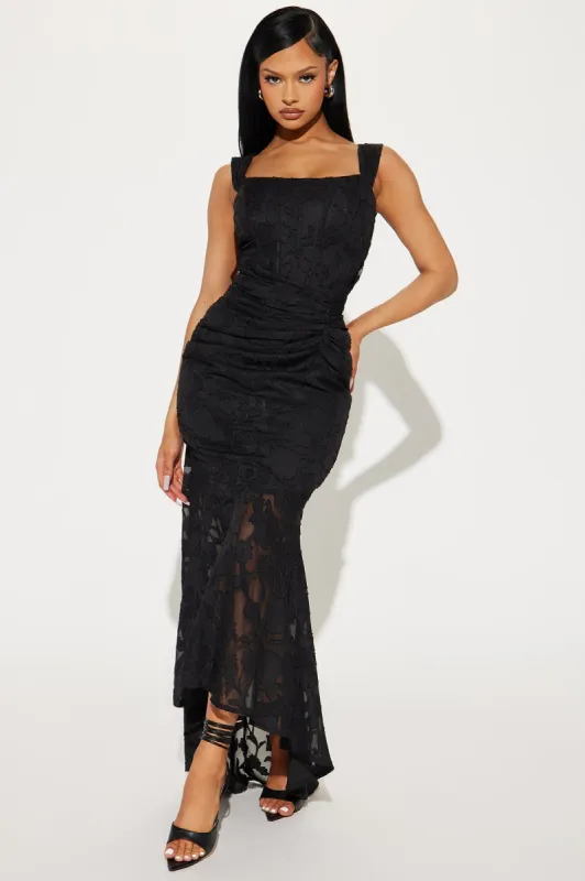 Sealed With A Kiss Gown - Black sold by Fashion Nova