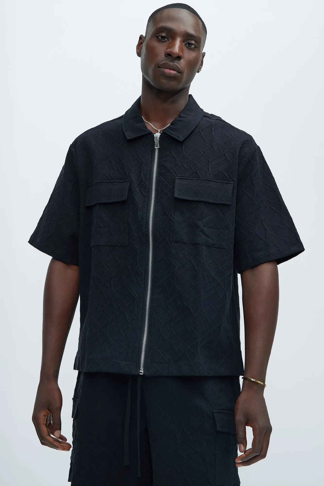 Gerrish Textured Shirt - Black sold by Fashion Nova