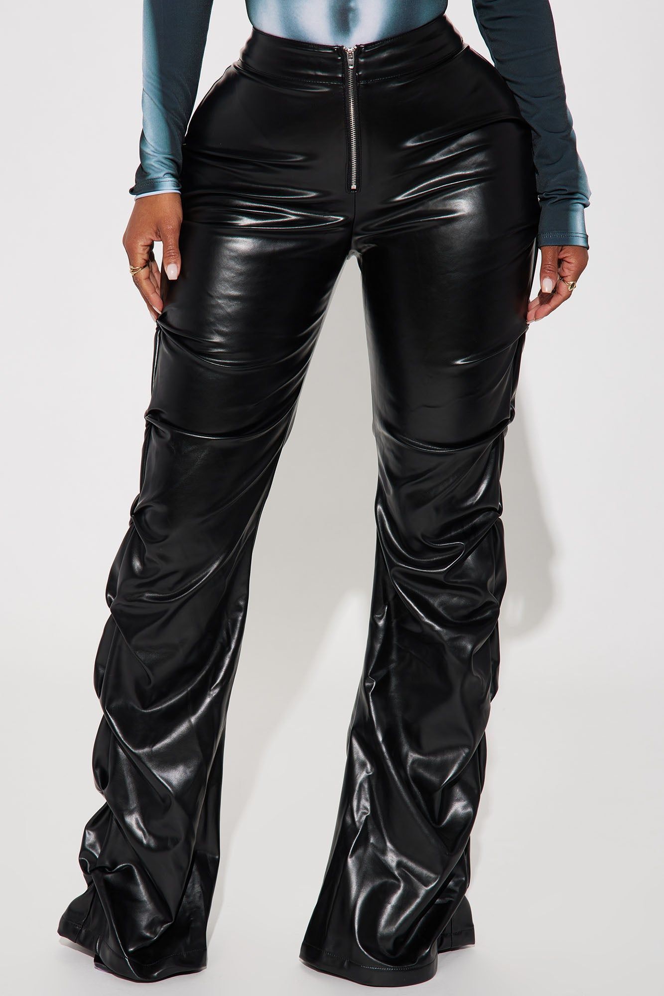 Make It Hot Faux Leather Stacked Pant - Black sold by Fashion Nova product image thumbnail 2