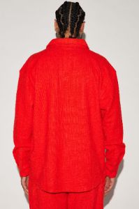 Dean Textured Long Sleeve Button Up Shirt - Red sold by Fashion Nova